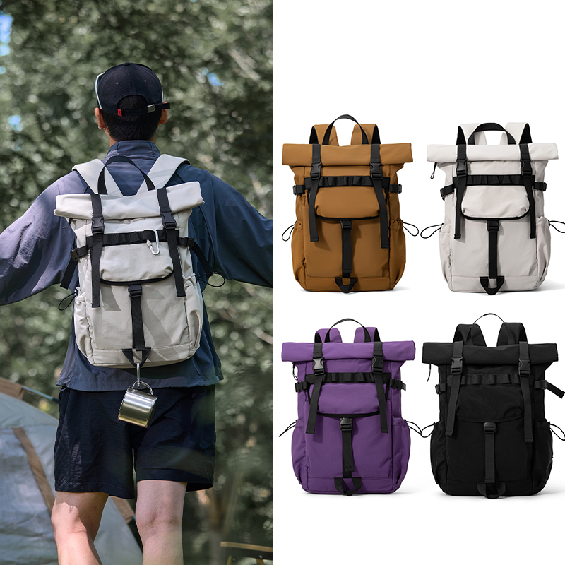 Canvas Backpack Casual - Neuer Herren-Rucksack mit Rollverschluss, erweiterbar, für