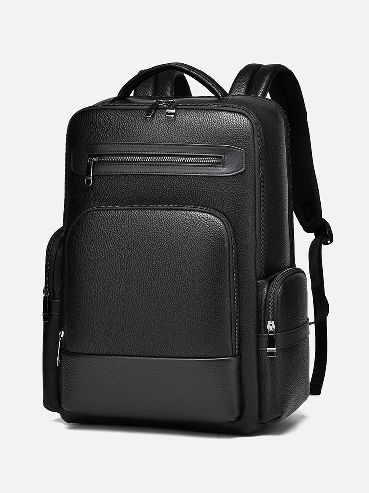 Laptop Backpack 15.6 - Herren Mode-Rucksack PU-Leder Aktentasche Reise 15,6